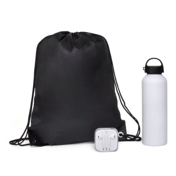 Kit Boas Vindas Personalizados Fone de Ouvido, Garrafa e Mochila SMKT-90447-BV Brinde Personalizado