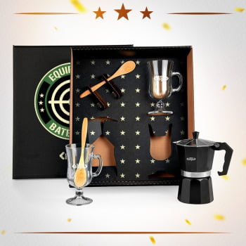 Kit Premiação ao Colaborador Personalizado Cafeteira Italiana SMKT-90234-PCL Brinde Personalizado