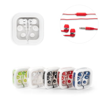 Fone de Ouvido Personalizado Com cabo 2 Pares Extras SP97092 Brindes Personalizados