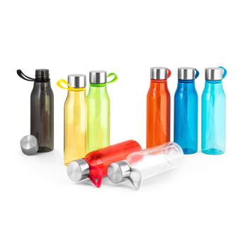 Squeeze Garrafa 590 ml Sustentável rPET 100% Reciclado com Tampa Aço Inox Brinde Personalizado