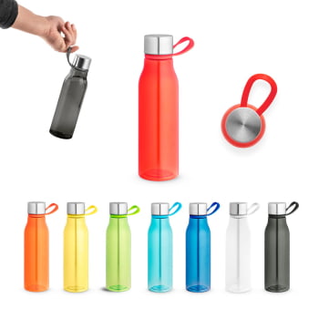 Squeeze Garrafa 590 ml Sustentável rPET 100% Reciclado com Tampa Aço Inox Brinde Personalizado