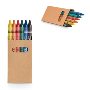 Giz de Cera Personalizado Papel Kraft 6 Gizes SP51754 Brinde Personalizado
