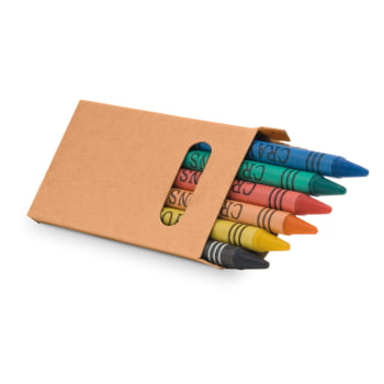 Giz de Cera Personalizado Papel Kraft 6 Gizes SP51754 Brinde Personalizado