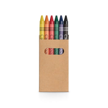 Giz de Cera Personalizado Papel Kraft 6 Gizes SP51754 Brinde Personalizado