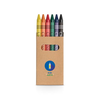 Giz de Cera Personalizado Papel Kraft 6 Gizes SP51754 Brinde Personalizado