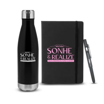 Kit Caderno e Acessórios 3 Peças SMKT-9044U Brinde Personalizado