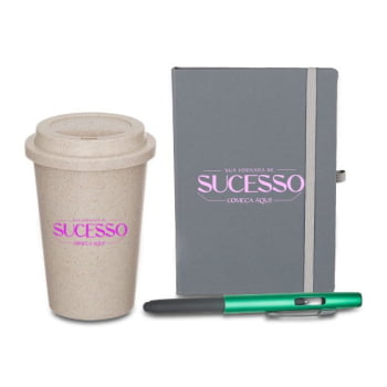Kit Caderno e Acessórios 3 Peças SMKT-9047P Brinde Personalizado