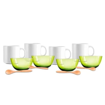 Kit Café da Manhã Personalizado Bambu 12 Peças SMKT-90177 Brindes Personalizados