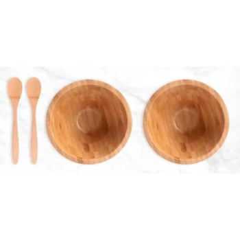Kit Café da Manhã Personalizado Bambu 4 Peças SMKT-90112 Brinde Personalizado