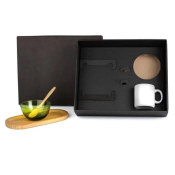 Kit Café da Manhã Personalizado Bambu 4 Peças SMKT-90256 Brindes Personalizados