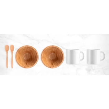 Kit Café da Manhã Personalizado Bambu 6 Peças SMKT-90113 Brindes Personalizados