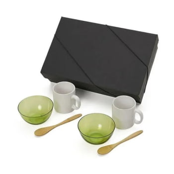 Kit Café da Manhã Personalizado Bambu 6 Peças SMKT-90176 Brinde Personalizado