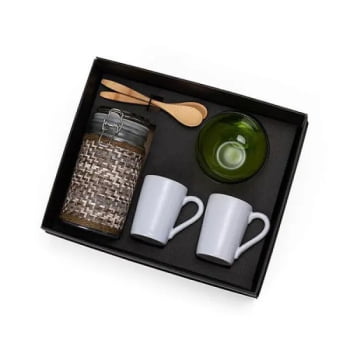 Kit Café da Manhã Personalizado Bambu 7 Peças SMKT-90178 Brinde Personalizado