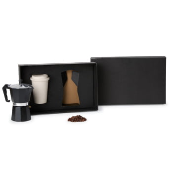 Kit Café Personalizado 2 Peças Com Cafeteleira Italiana SMKT-90323 Brindes Personalizados