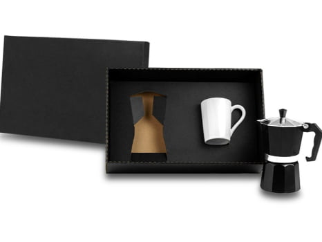 Kit Café Personalizado 2 Peças Com cafeteleira SMKT-90231 Brinde Personalizado