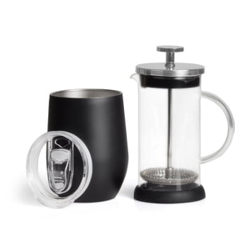 Kit Café Personalizado 2 Peças Com Prensa Francesa e Copo Térmico SMKT-90310