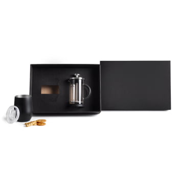 Kit Café Personalizado 2 Peças Com Prensa Francesa e Copo Térmico SMKT-90310