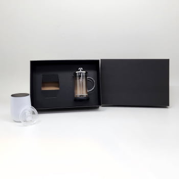 Kit Café Personalizado 2 Peças Com Prensa Francesa e Copo Térmico SMKT-90335