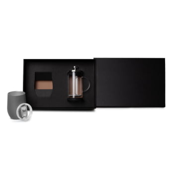 Kit Café Personalizado 2 Peças Com Prensa Francesa e Copo Térmico SMKT-90336