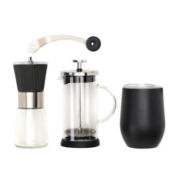 Kit Café Personalizado 3 Peças Com Cafeteleira e Moedor SMKT-90403 Brindes Personalizados