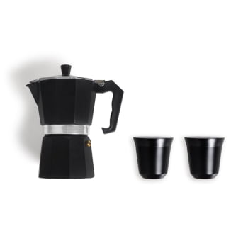 Kit Café Personalizado 3 Peças Com Cafeteleira Italiana SMKT-90321 Brinde Personalizado