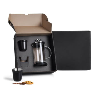 Kit Café Personalizado 3 Peças Com Prensa Francesa SMKT-90316 Brinde Personalizado