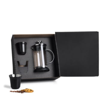 Kit Café Personalizado 3 Peças Com Prensa Francesa SMKT-90316 Brinde Personalizado