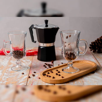 Kit Café Personalizado 4 Peças Cafeteira Italiana  SMKT-90258 Brinde Personalizado
