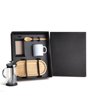 Kit Café Personalizado 4 Peças Com Prensa Francesa SMKT-90279 Brinde Personalizado