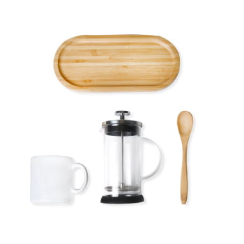 Kit Café Personalizado 4 Peças Com Prensa Francesa SMKT-90279 Brinde Personalizado