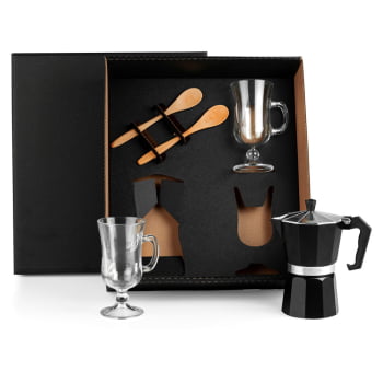 Kit Café Personalizado 5 Peças Cafeteira Italiana  SMKT-90234 Brindes Personalizados