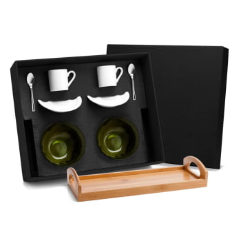 Kit Café Personalizado Bambu 9 Peças SMKT-90075 Brinde Personalizado