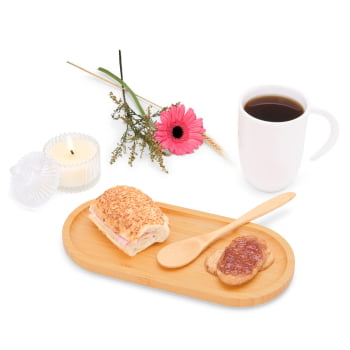 Kit Café Personalizado Bambu e Cerâmica 4 Peças SMKT-90419 Brinde Personalizado