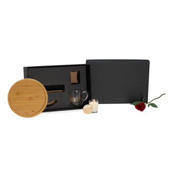 Kit Café Personalizado Bambu e Vidro 3 Peças SMKT-90421 Brinde Personalizado