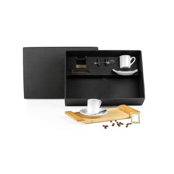Kit Café Personalizado Porcelana e Inox 7 Peças SMKT-90103 Brindes Personalizados