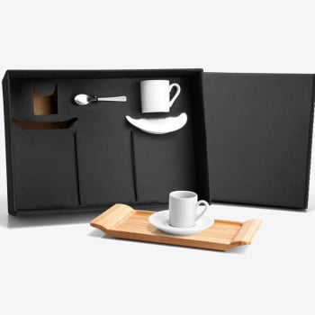 Kit Café Personalizado Porcelana e Inox 7 Peças SMKT-90103 Brindes Personalizados