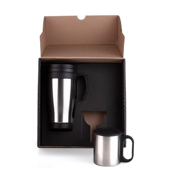 Kit Canecas Personalizado 2 Peças 400 ML / 180 ML SMIX-41211 Brinde Personalizado