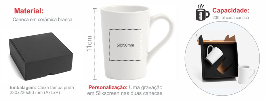 Kit Canecas Personalizado 230 ML SMCO-21230 Brinde Personalizado