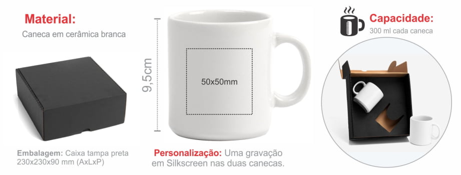 Kit Canecas Personalizado 270 ML SMCO-21270 Brinde Personalizado