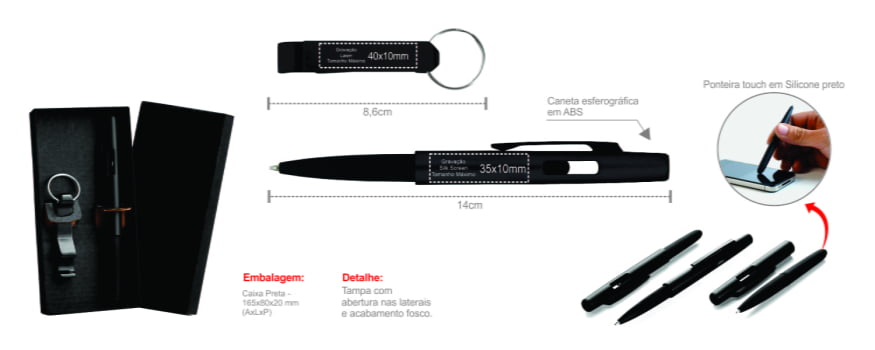 Kit Caneta e Chaveiro Abs / Alumínio SMCC-73441 Brinde Personalizado