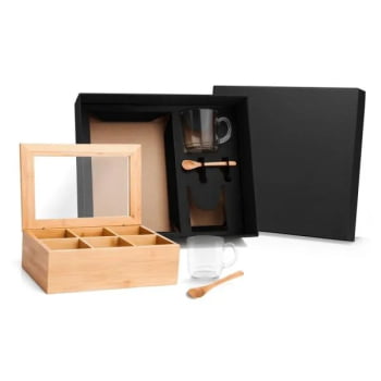 Kit Chá Personalizado Bambu 5 Peças SMKT-90141 Brinde Personalizado