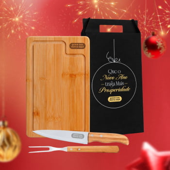 Brinde Natal Final de Ano Personalizado Kit Churrasco 3 Peças Caixa Preta SMMX-19066