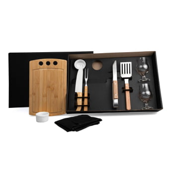 Kit Churrasco Personalizado 10 Peças Caixa Preta SMKT-90254 Brinde Personalizado