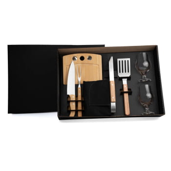 Kit Churrasco Personalizado 10 Peças Caixa Preta SMKT-90254 Brinde Personalizado