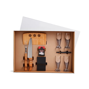 Kit Churrasco Personalizado 10 Peças Com Copo pra Cerveja SMKT-90079-BCO Brindes Personalizados