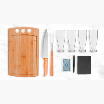 Kit Churrasco Personalizado 10 Peças Com jogo de Cartas SMKT-90079 Brindes Personalizados