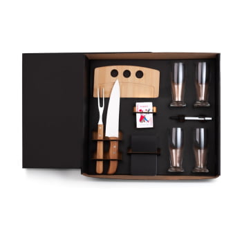 Kit Churrasco Personalizado 10 Peças Com jogo de Cartas SMKT-9040Y Brindes Personalizados