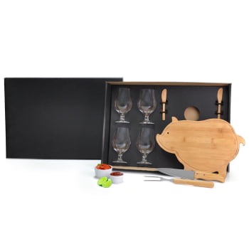 Kit Churrasco Personalizado 11 Peças Caixa Preta SMKT-9038D Brinde Personalizado