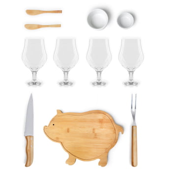 Kit Churrasco Personalizado 11 Peças Caixa Preta SMKT-9038D Brinde Personalizado