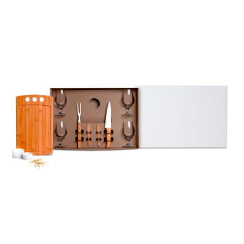 Kit Churrasco Personalizado 11 Peças Com Taças para Cerveja SMKT-90008-BCO Brinde Personalizado